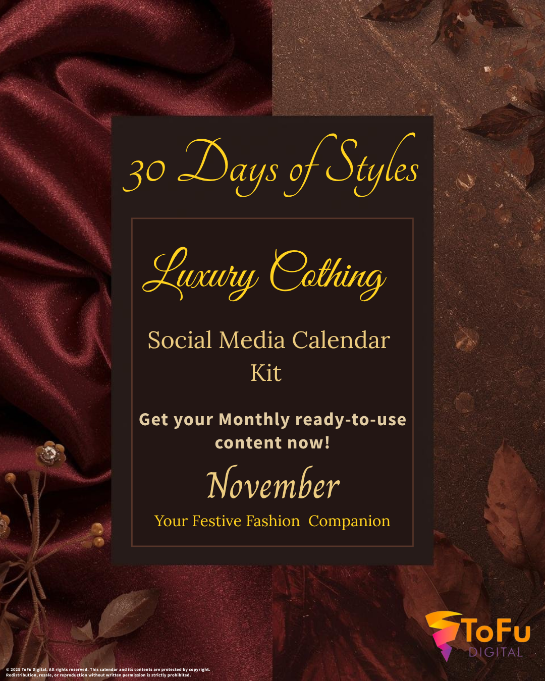 Luxury Clothing Social Media Calendar Kit - November 2025
