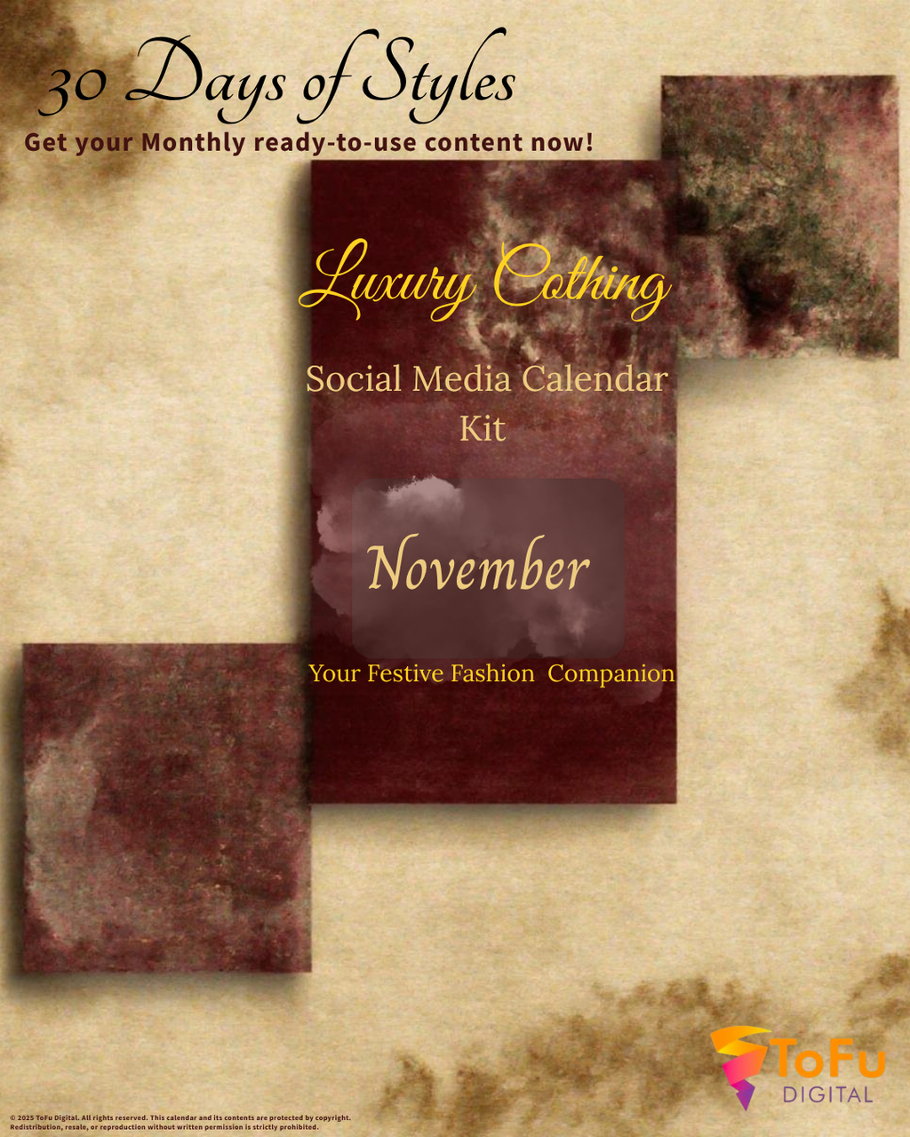 Luxury Clothing Social Media Calendar Kit - November 2025