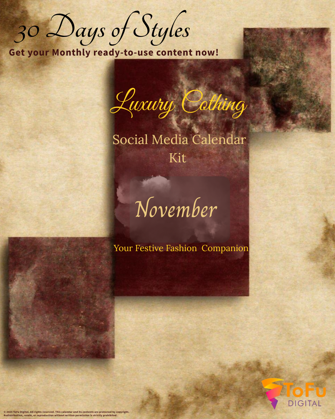 Luxury Clothing Social Media Calendar Kit - November 2025